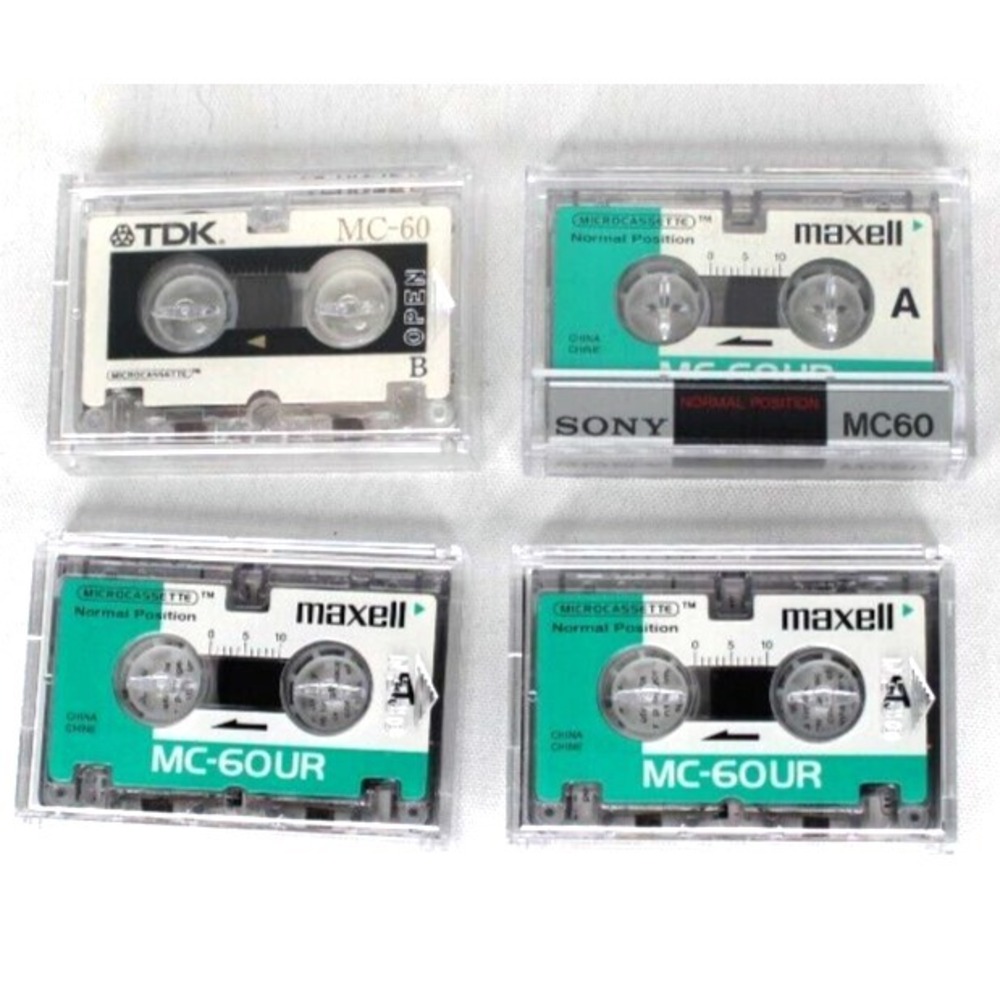 MAXELL & TDK MC-60 UR MICROCASSETTES 4 PACK 60 MINUTE LENGTH MC-60UR